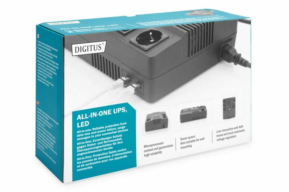Digitus Ups ups line-interactive 600va/360wavr 4xschuko 3xiec c13 1xusb a 1x usb b rj45