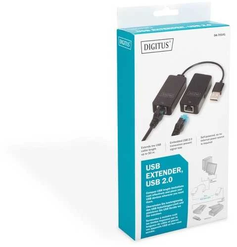Digitus USB 2.0 didelės spartos prailginimo kabelis per susuktą porą cat.5e/6 utp iki 50 m