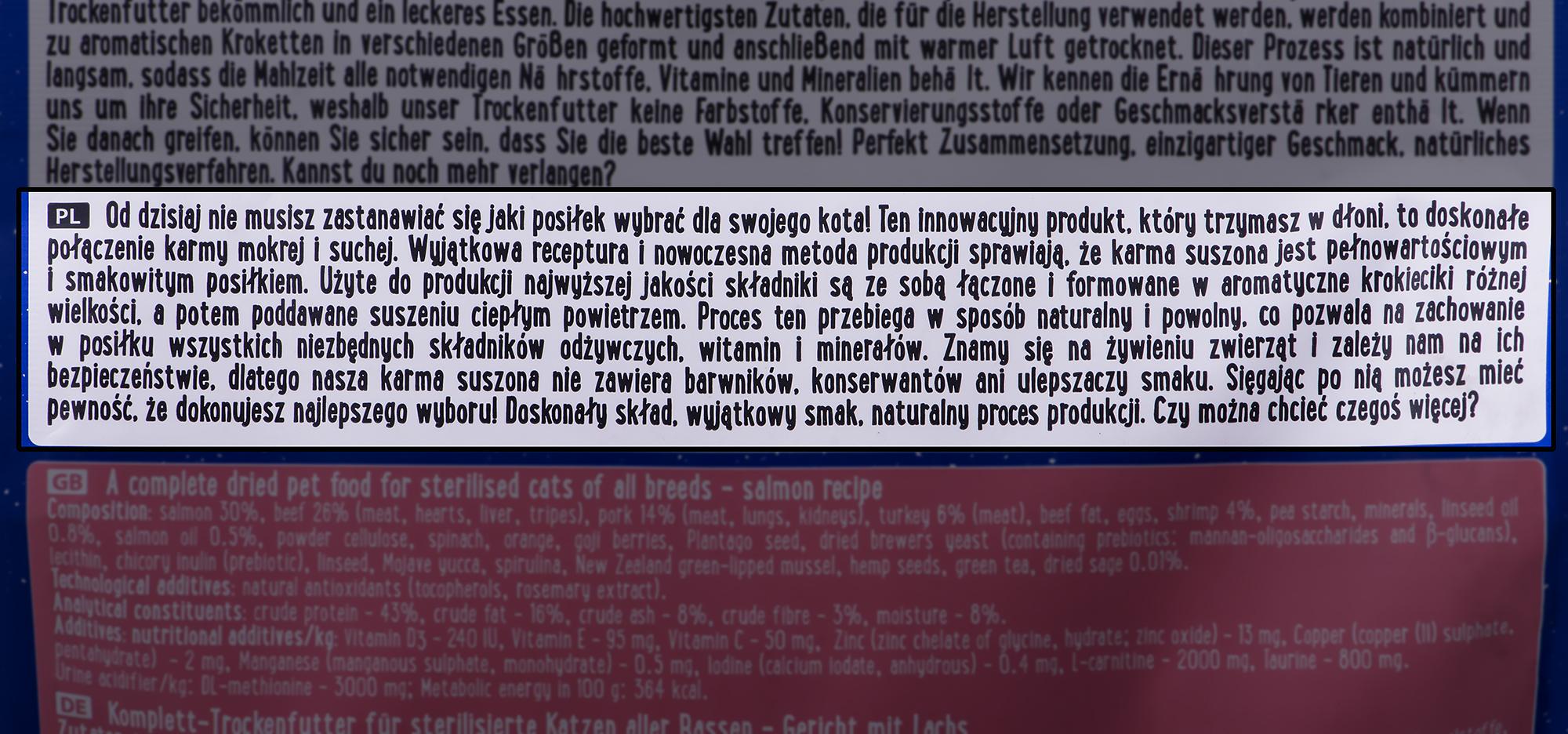 Kačių Maistas - DOLINA NOTECI Superfood Sterilizuotas Lašiša 43% Baltymų 1kg