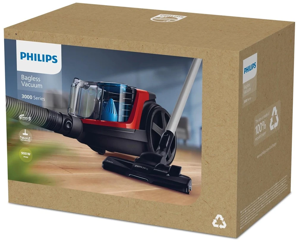 Dulkių siurblys be maišelio philips fc9330/09 (650w; spalva juoda, spalva raudona)