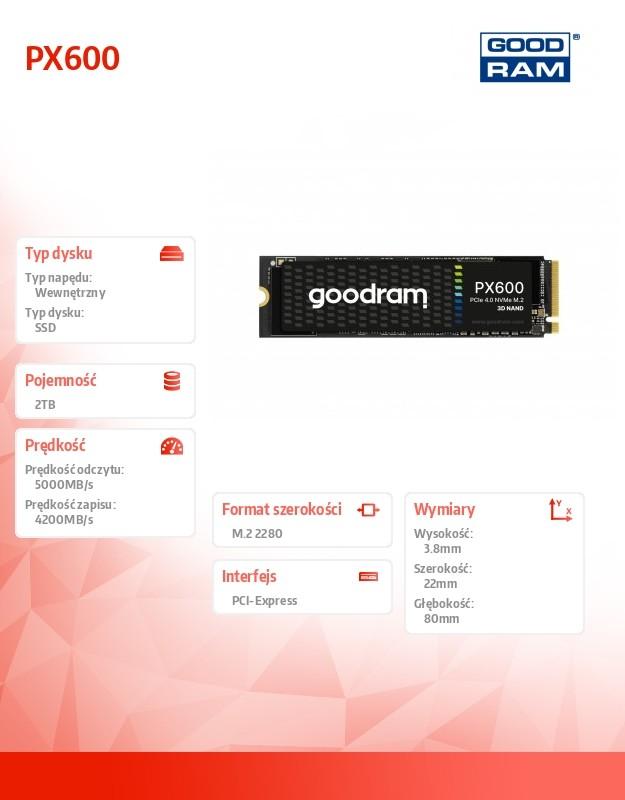 GoodRam Dysk ssd px600 2tb m.2 pcie 4x4 nvme 2280