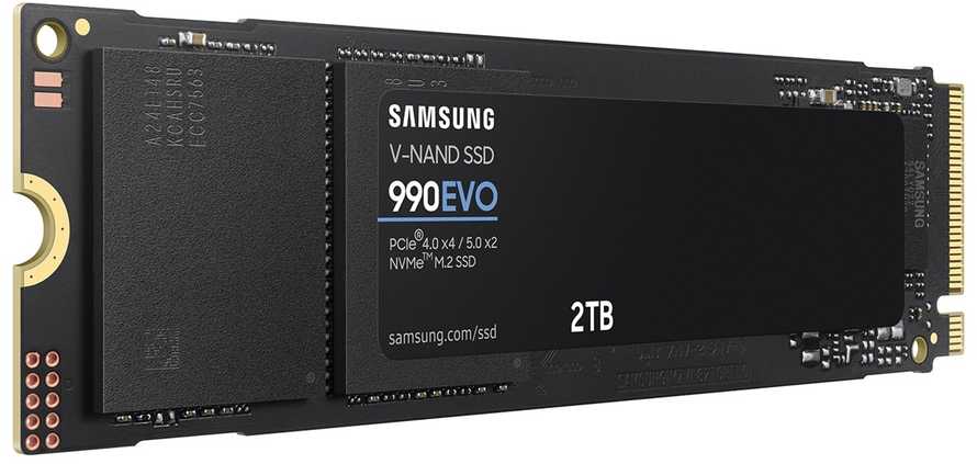 Kietasis diskas Samsung 990 EVO, 2000 GB, Rašymo greitis 4200 MB/s, Skaitymo greitis 5000 MB/s