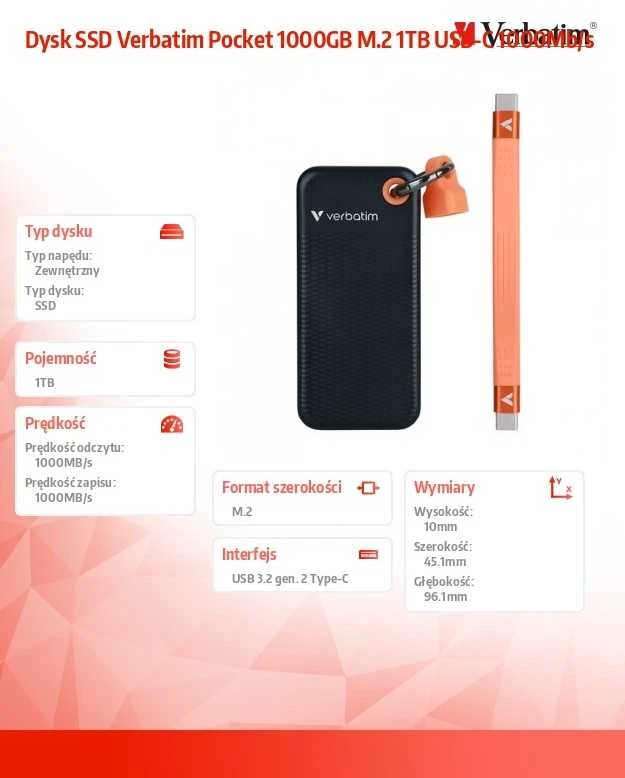 Kietasis diskas Verbatim Diskas SSD 1TB - USB 3.2 gen.2 32193
