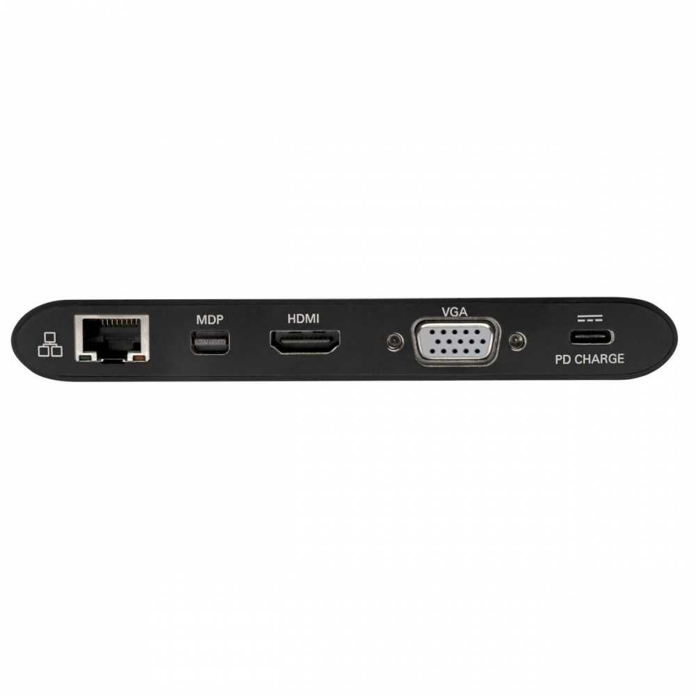„Tripp Lite“ USB-C dokas, dvigubas „Ekranas“ – 4K HDMI/mDP, VGA, USB 3.2 Gen 1, USB-A/C šakotuvas, GbE, atminties kortelė, 100 W PD įkrovimas