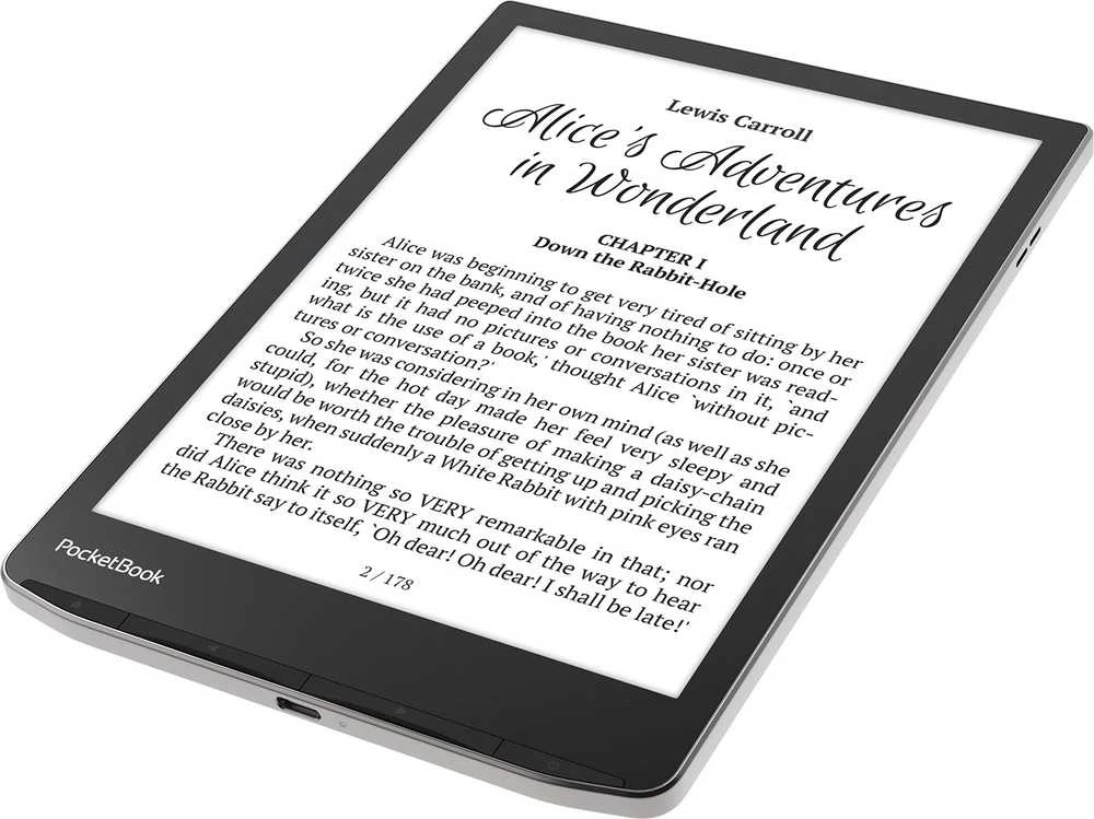 El. knygų skaitytuvas „PocketBook InkPad 4 743“ 7,8 colio, 32 GB, su „Wi-Fi“, žvaigždės dulkių spalvos, sidabrinis