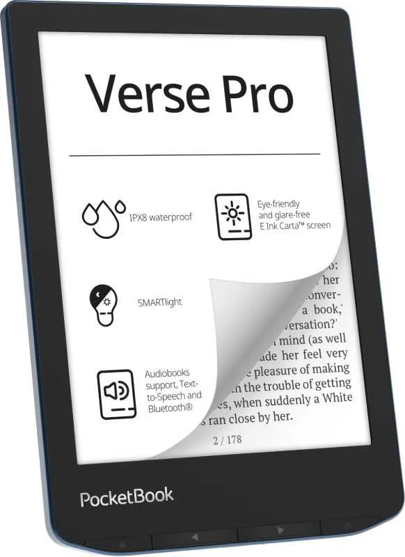 El. knygų skaitytuvas „PocketBook Verse Pro 634“, 6 colių, 16 GB, „Wi-Fi“, žydros spalvos