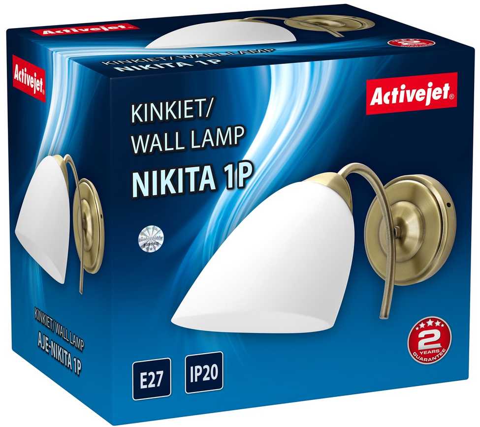 Lubinis šviestuvas Effiki Kinkiet klasyczny pojedyńczy activejet nikita patyna e27 do salonu