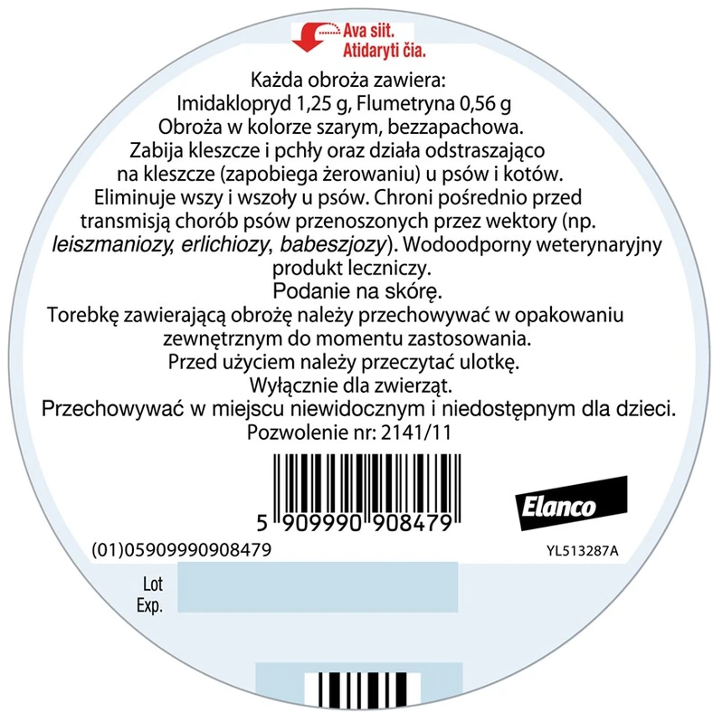 ENA ELANCO Foresto apykaklė katėms ir šunims iki 8kg