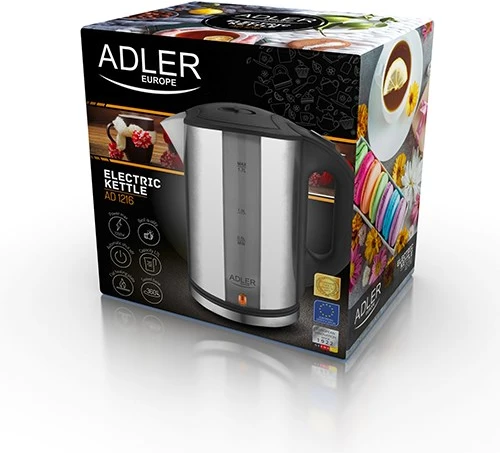 Elektrinis virdulys adler ad 1216 (2000w 1.8l; spalva sidabrinė)