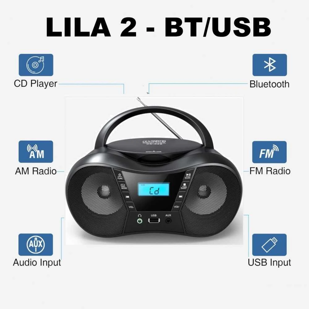 Eltra Grotuvas CD LILA2 USB/BT juoda