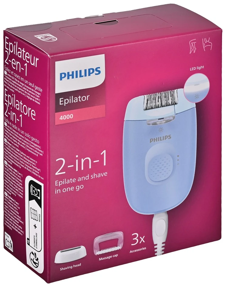 Laidinis epiliatorius Philips Satinelle Essential BRE247/00, Žydras