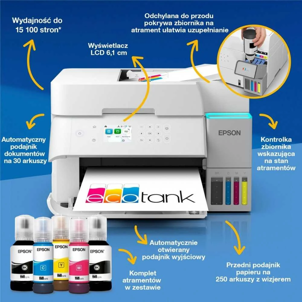 Spausdintuvas Epson | daugiafunkcis įrenginys | EcoTank L6376 | Inkjet | Spalvotas | A4 | Wi-Fi | Baltas