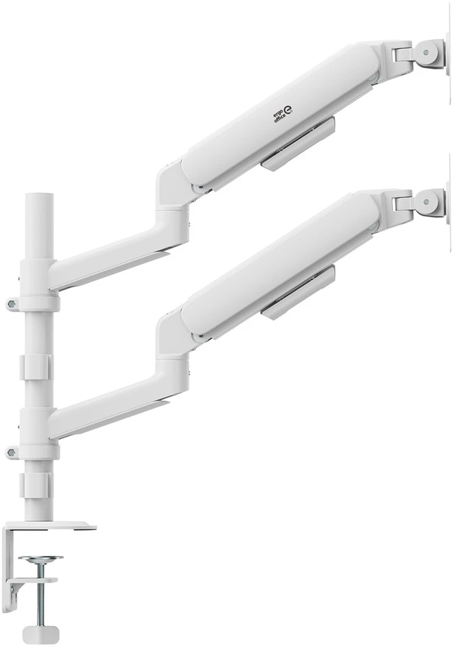 Laikiklis „Ergo Office“ 2 monitorių laikiklis / pakaba, dujinė spyruoklė, 17"-32", 1-10 kg, matinės baltos spalvos, ER-692 W