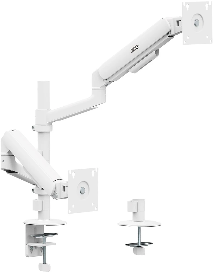 Laikiklis „Ergo Office“ 2 monitorių laikiklis / pakaba, dujinė spyruoklė, 17"-32", 1-10 kg, matinės baltos spalvos, ER-692 W