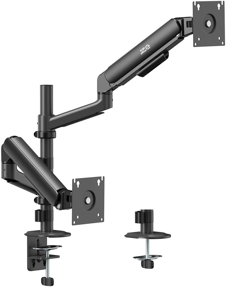 Laikiklis „Ergo Office“ 2 monitorių laikiklis / pakaba, dujinė spyruoklė, 17"-32", 1-10 kg, matinės juodos spalvos, ER-692 B