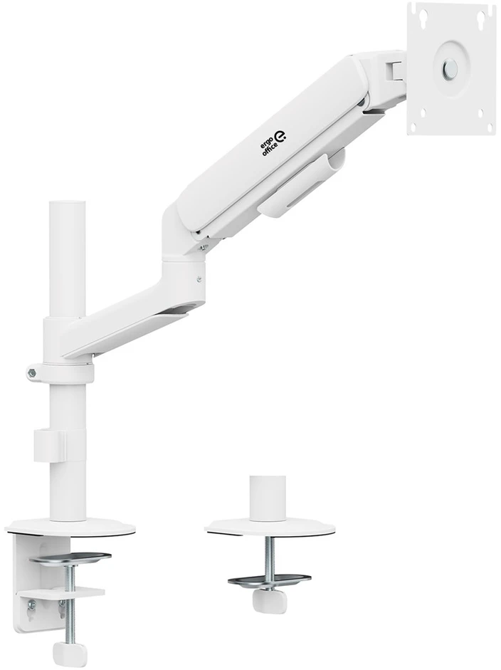 Laikiklis „Ergo Office“ monitoriaus laikiklis/pakabiklis, dujinė spyruoklė, 17"-32", 1-10kg, matinės baltos spalvos, maks. VESA 100x100, ER-691 W
