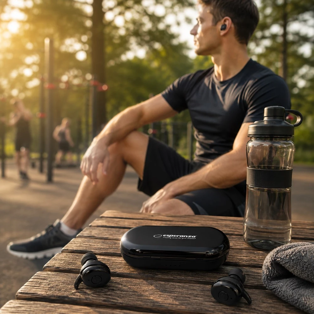 Belaidės Ausinės - Esperanza TWS CARDERA Bluetooth 5.0 į ausis įkišamos 4h Pokalbio Laikas Juodos