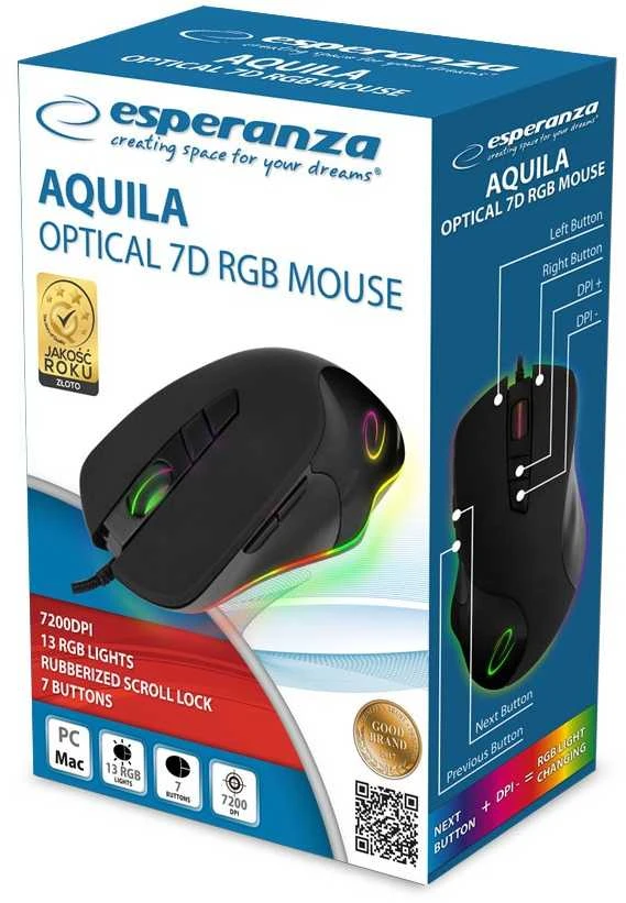 Esperanza pelė su laidu rgb 7d aquila em132