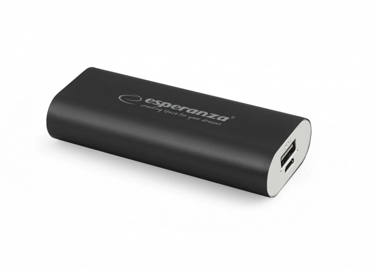 Power Bank Esperanza Hadron EMP105K (4400mAh; microUSB, USB 2.0; spalva juoda)
