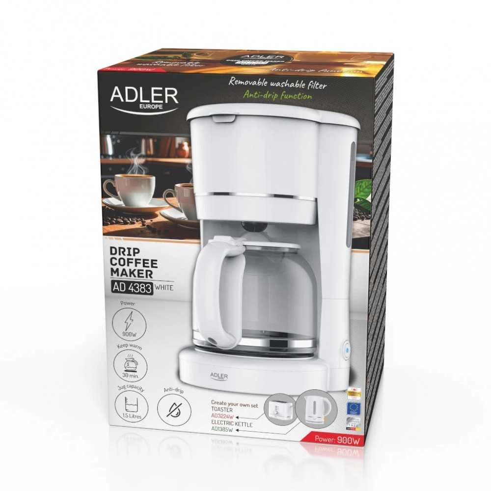 Kavos aparatas Adler *ekspres Lašelinis 1.5l baltas ad 4383
