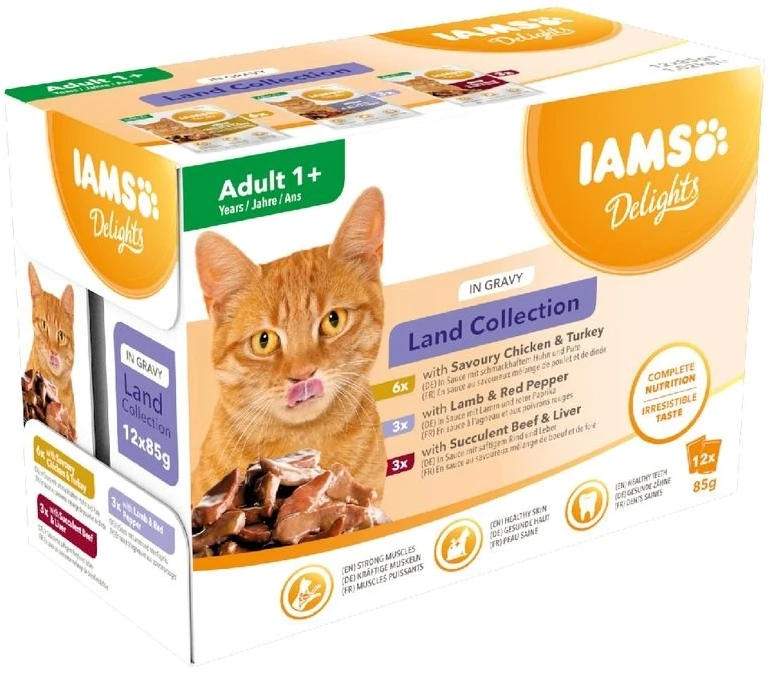 IAMS Delights MP LND GRAVY konservuotas pašaras katėms, 12x85 g