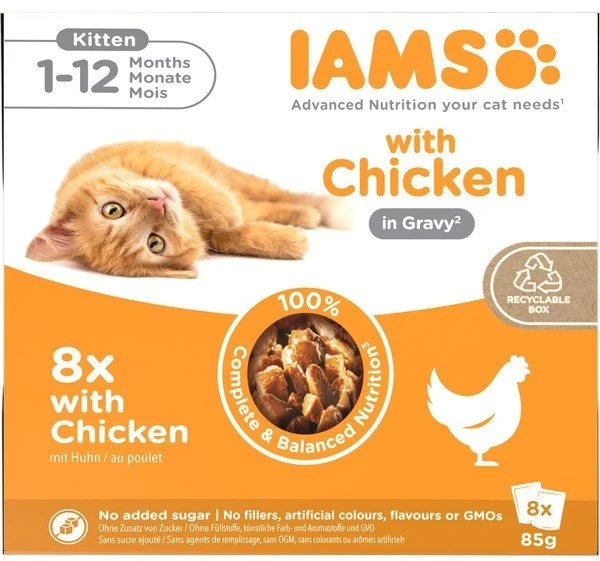 IAMS DELIGHTS kačiukų ėdalas padaže dėžutėje – šlapias kačių ėdalas – 8 x 85 g