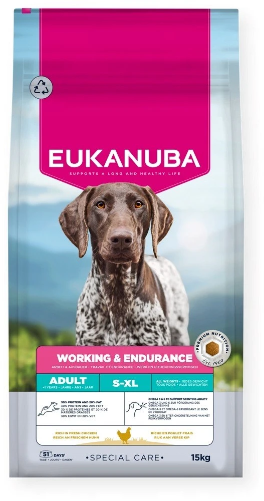 Eukanuba Special Care Working and Endurance sausas Maistas šunims su vištiena, AB, 15 kg