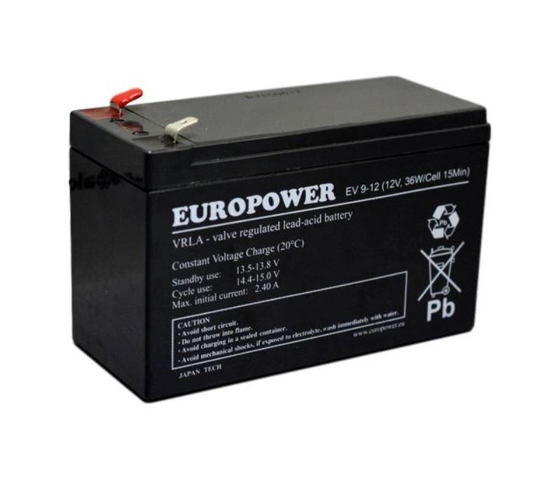 AKUMULIATORIUS 12V 9AH VRLA/EV9-12 T2 EUROPOWER EMU