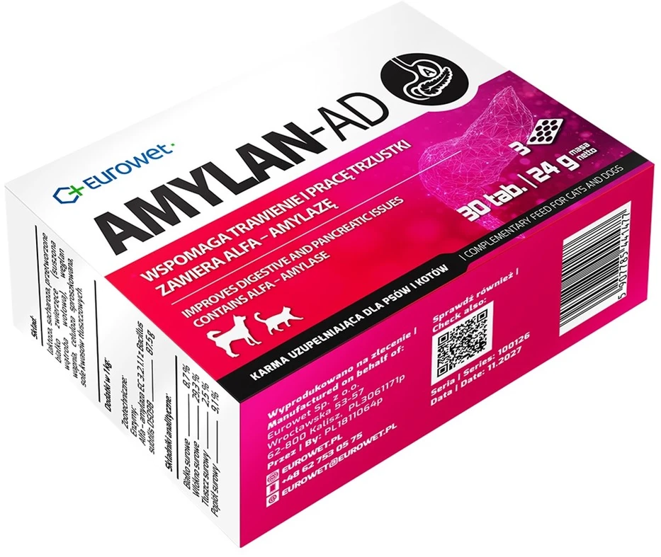 EWE EUROWET Amylan-Ad – papildai šunims ir katėms – 30 tablečių