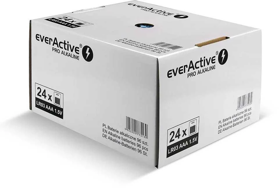 Everactive 96 vnt. lr03/aaa pro šarminės baterijos, skirtos komerciniam naudojimui.