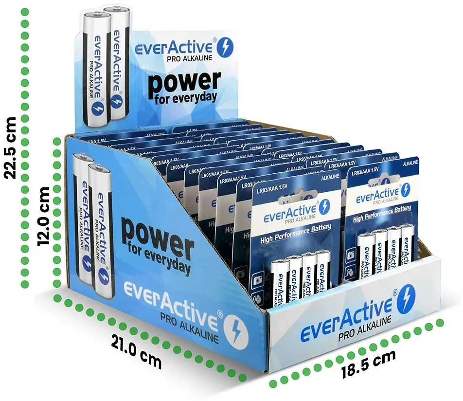 Everactive 96 vnt. lr03/aaa pro šarminės baterijos, skirtos komerciniam naudojimui.