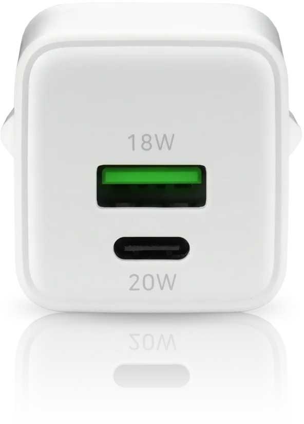 Įkroviklis - everActive 20 W 1xUSB 1xUSB-C QC3.0 PD GaN Kompaktiškas Baltas