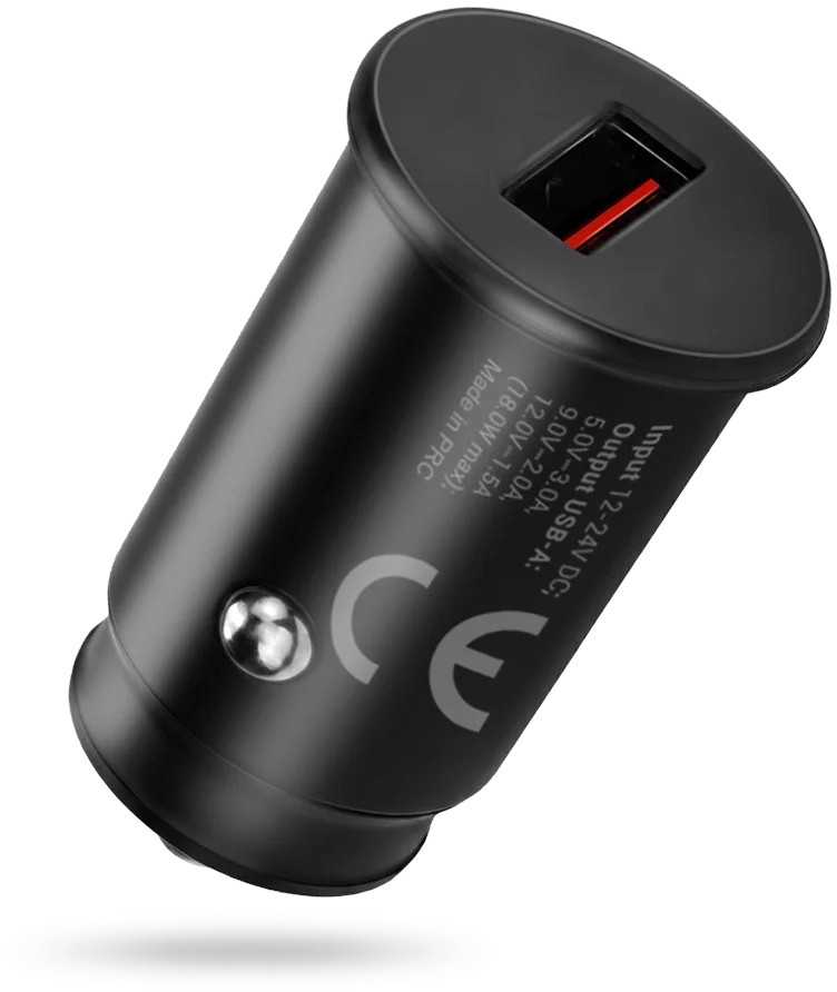 Automobilinis Įkroviklis - everActive CC-15QC 18W su USB-C Kabeliu LED, Juoda