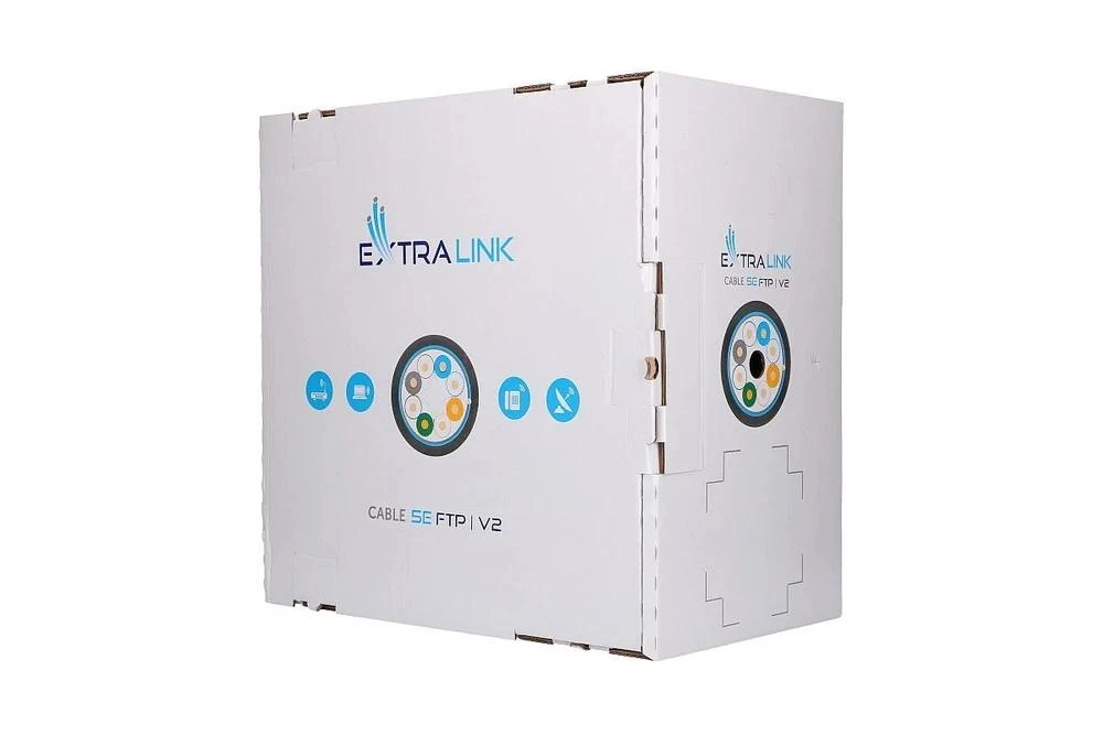 Tinklo laidas Extralink CAT5E FTP lauko tinklo kabelis, 100 m, juodas