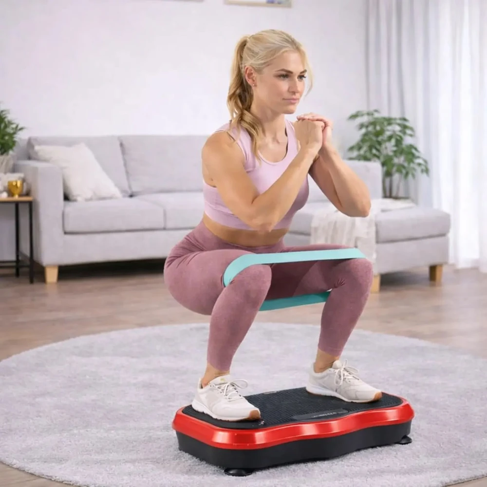 Extralink Moonwalk Spin Move Platofrma Wibracyjna do Ćwiczeń Fitness 200W raudona