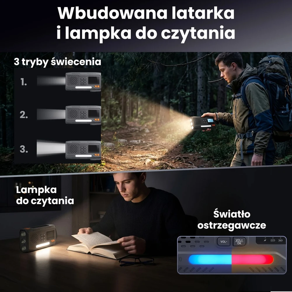 Extralink Radijas AWARYJNE BLUETOOTH SOLARNE Z KORBKA DYNAMO POWERBANK 4000MAH Z LATARKA SOS BT-4000 Nešiojama Analoginis ir skaitmeninis Juoda, Oranžinė