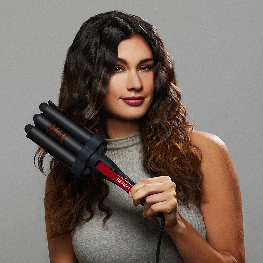 REVLON plaukų bangų formavimo žnyplės su 3 dideliais voleliais, iki 190 °C, RVIR3056UKE