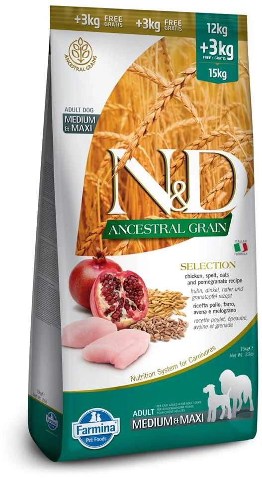 Šunų Maistas - Farmina N&d Ancestral Grain Suaugusiems Šunims, 15 Kg.