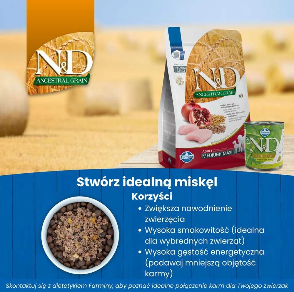 Šunų Maistas - Farmina N&d Ancestral Grain Suaugusiems Šunims, 15 Kg.