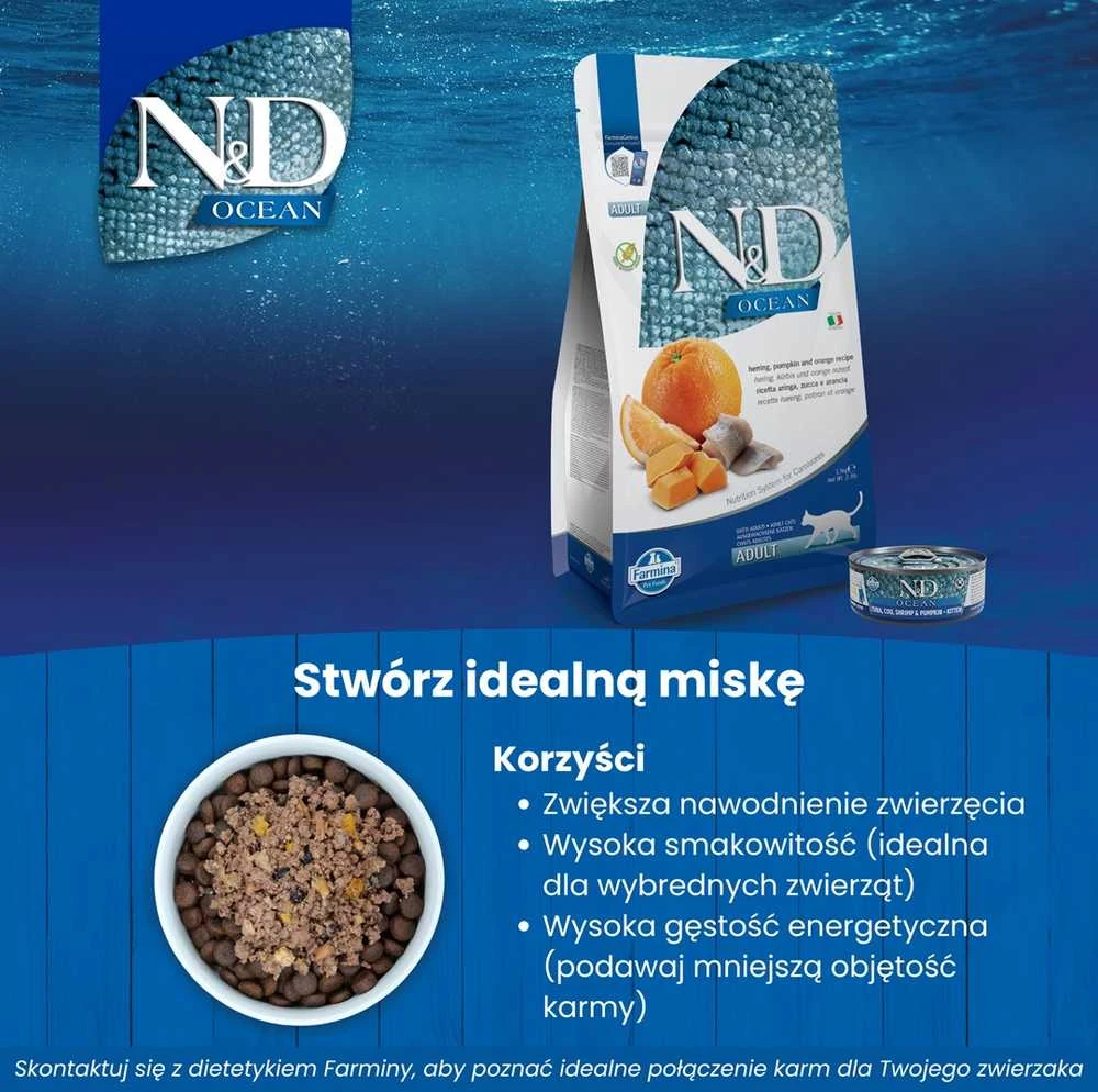 Sausas Kačių Maistas - Farmina N&D Ocean Silkių Ir Moliūgų, 1,5kg