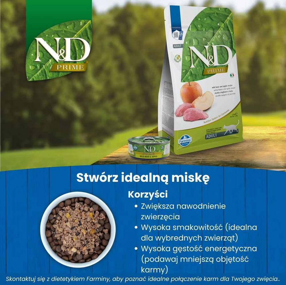 Sausas Kačių Maistas - Farmina N&D Prime Šerniena Ir Obuolys Suaugusiems 5kg