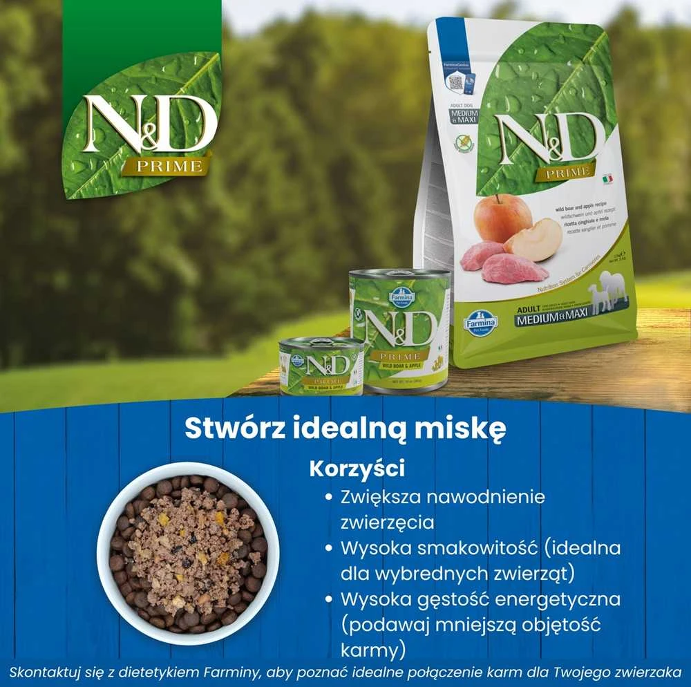 Šunų Maistas - Farmina N&D Prime Su Šerniena Ir Obuoliais 12 Kg