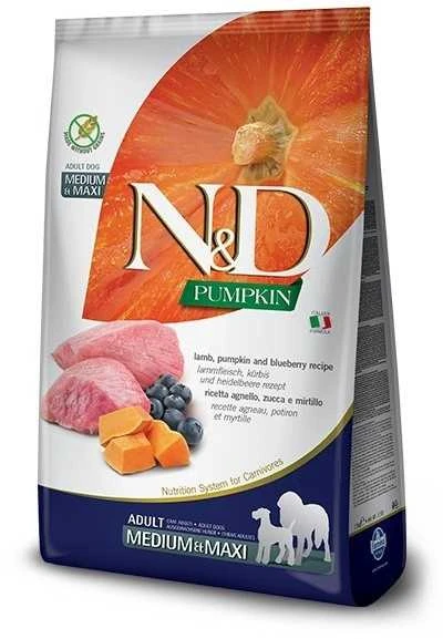 Farmina n&d pumpkin ėriena & blueberry adult medium & maxi - sausas maistas šuniui - 12kg