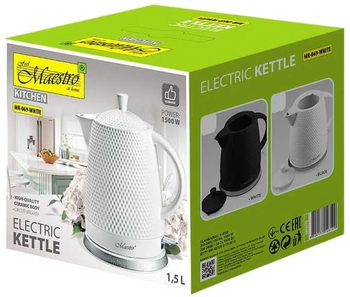 Maestro Keraminis elektrinis virdulys 1,5l 1500w mr-069-baltas