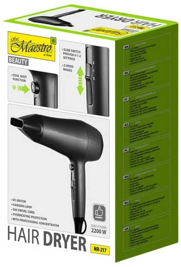 Plaukų džiovintuvas MAESTRO MR-217 2200 W Juodas, Graphite