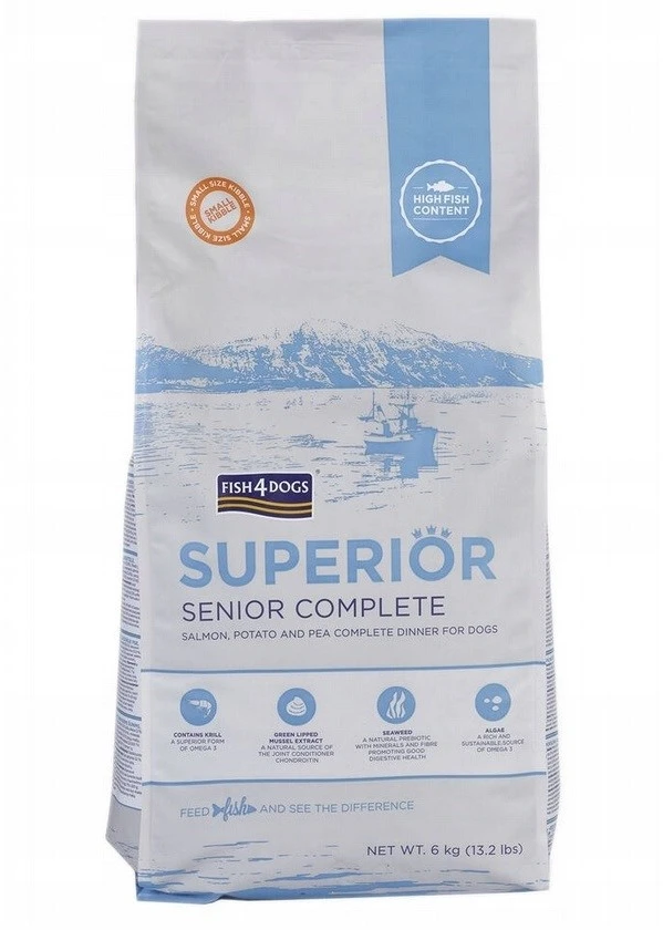 Šunų maistas - FISH4DOGS Superior Senior lašiša 6kg Be glitimo Mažų veislių
