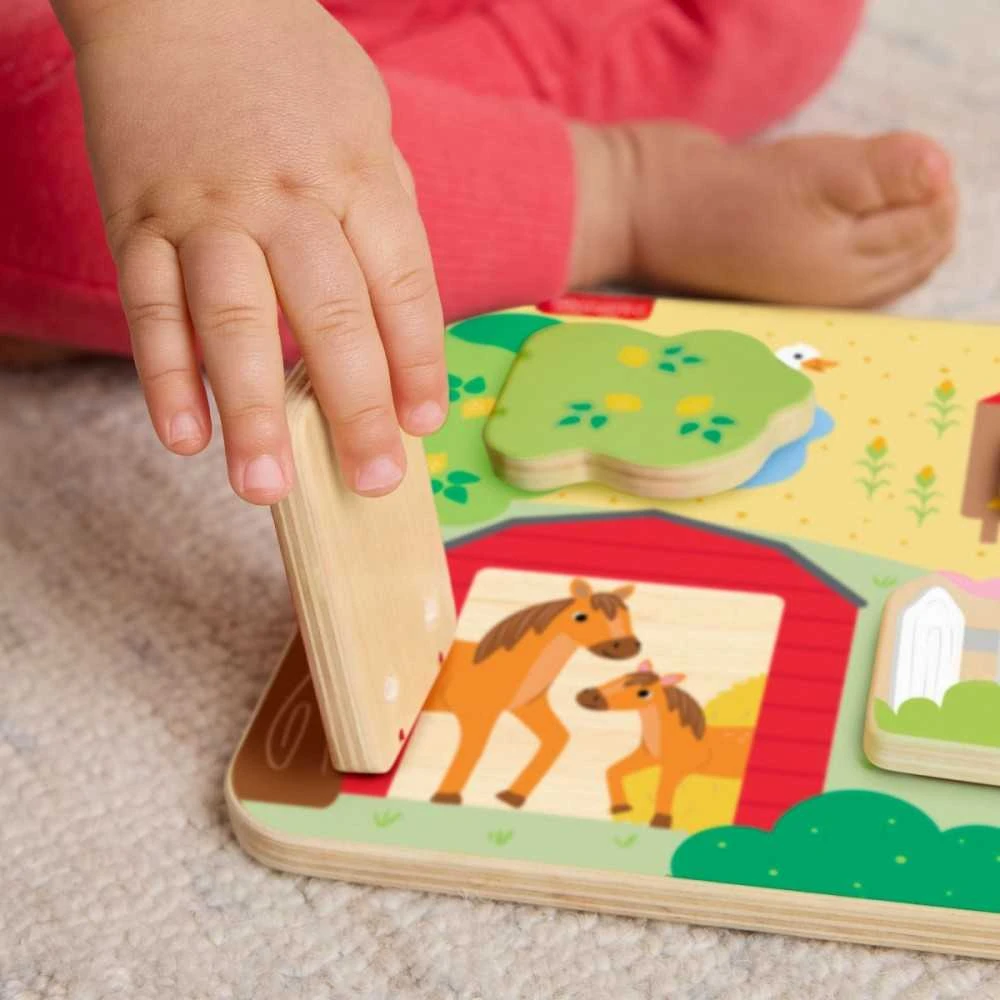 Mattel FISHER-PRICE edukacinė medinė lenta – Ūkio gyvūnai (JCY33)
