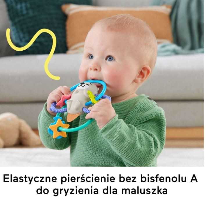 Fisher-price kramtukas su barškučiu, daugiaspalvis, audinys