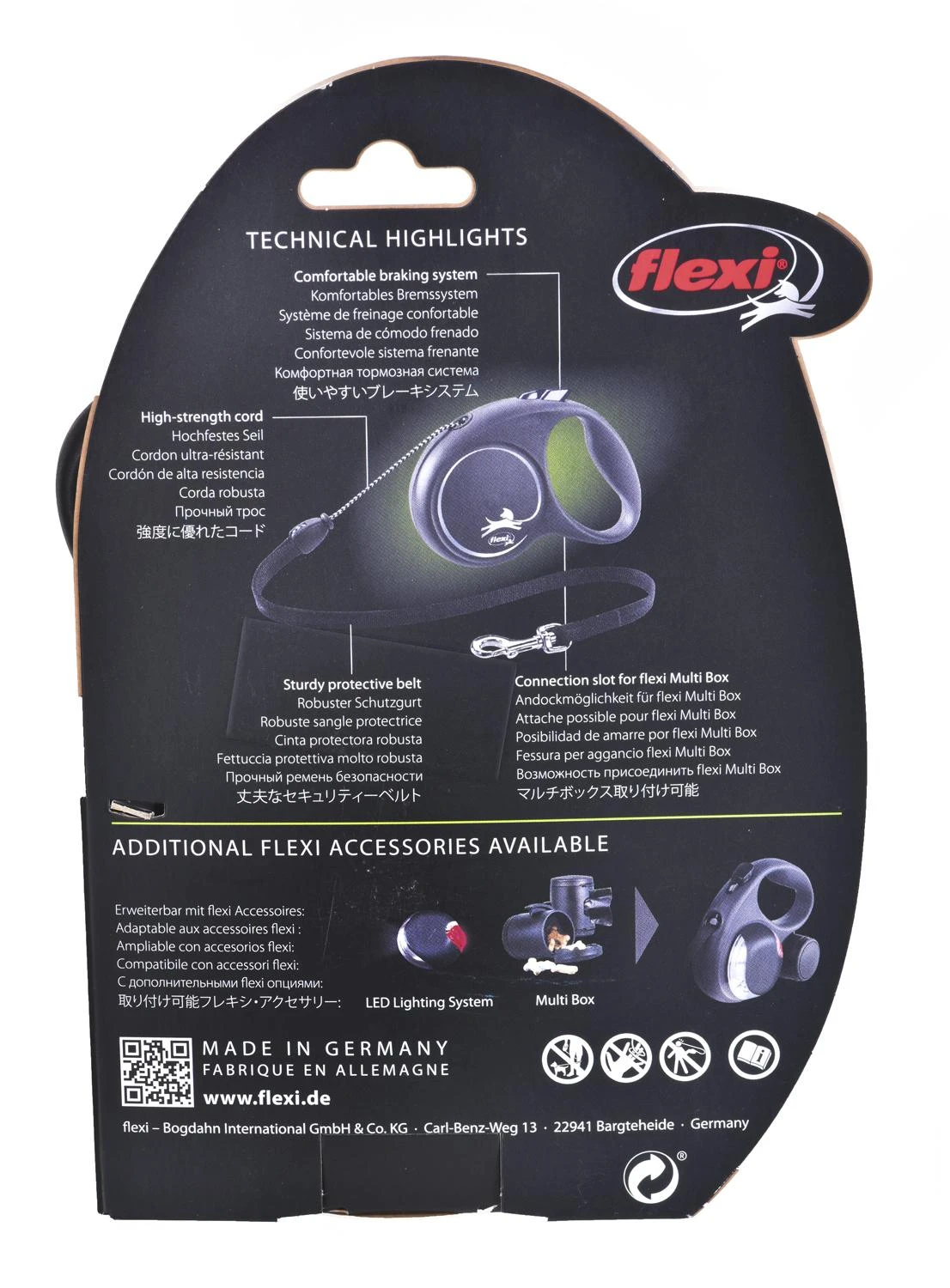 Flexi Black Design M pavadėlis šunims iki 20kg virvinis 5m juodos spalvos