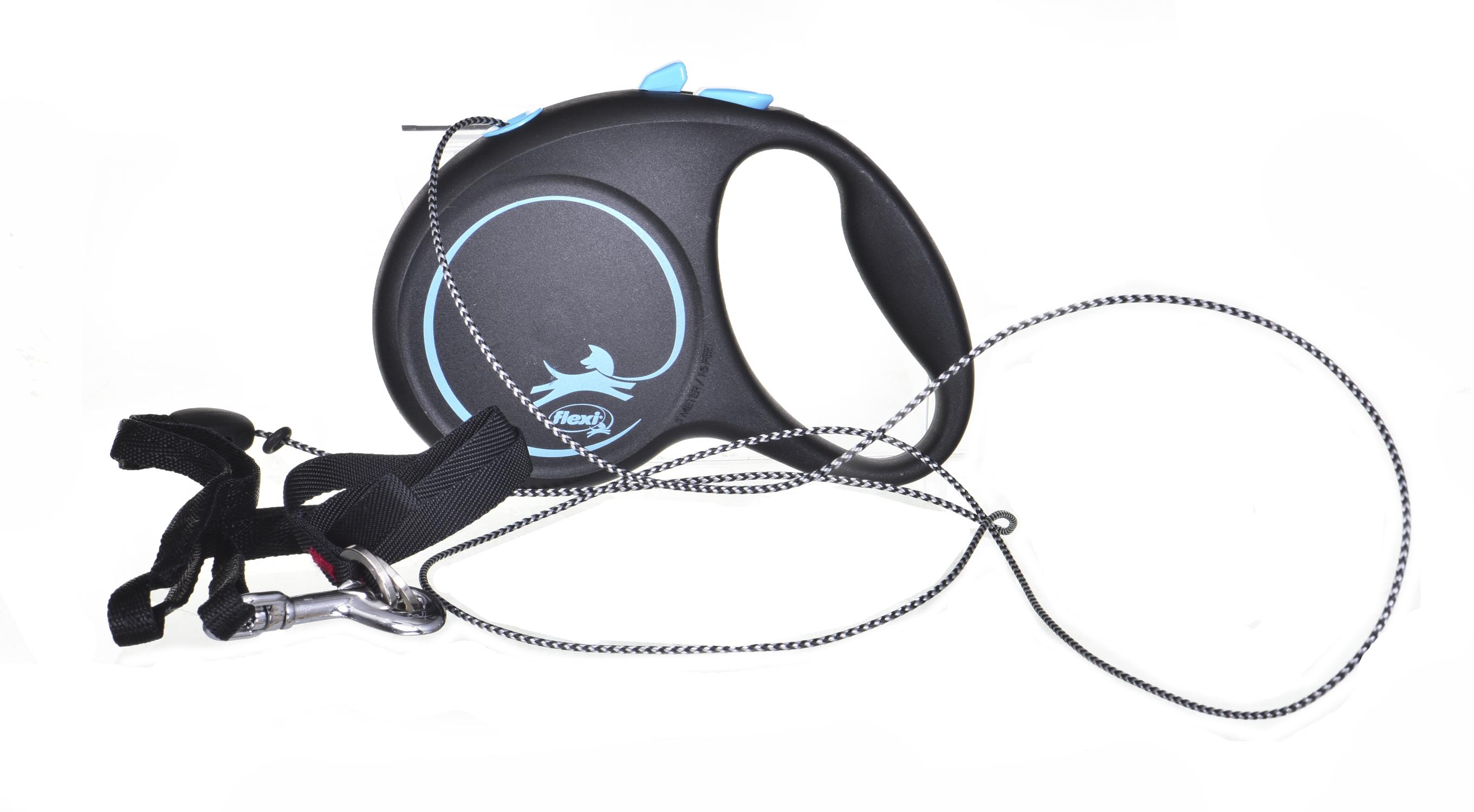 Flexi Black Design S pavadėlis šunims iki 15kg juostinis 5m juodos spalvos